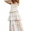 Self Contrast Leanna Tiered Maxi Dress In Mini Rainbow Metallic In Multi