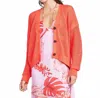 Self Contrast Maggie Fishnet Cardigan In Hot Coral In Orange