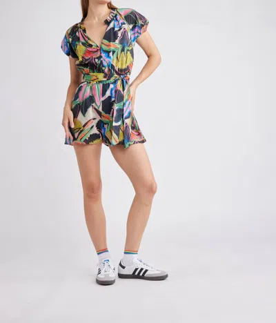 Self Contrast Midnight Tropics Romper In Multi