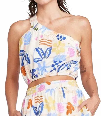 Self Contrast Nala Single Shoulder Tank Top In Beach In Multi