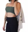 Self Contrast Nalini Cropped Elastic Smocking Top In Hunter Green
