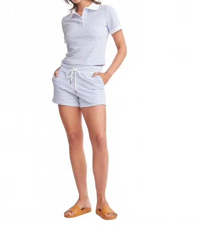 Self Contrast Nicole Drawstring Shorts In Blue Stripe