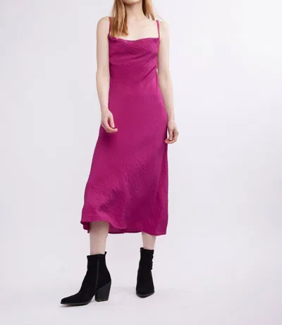 Self Contrast Norah Midi Slip Dress In Magenta In Pink