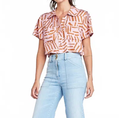 Self Contrast Ottilie Crop Shirt In Cinnamon Sticks In Multi