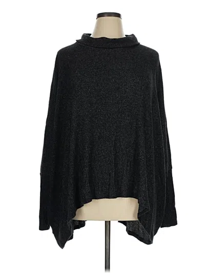 Pre-owned Self Contrast Poncho In Black