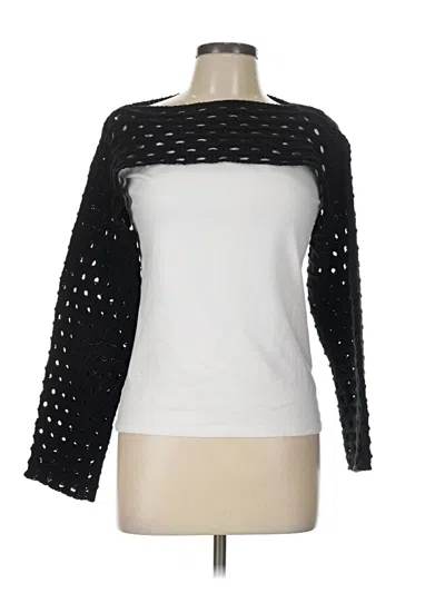 Pre-owned Self Contrast Pullover Sweater In Black