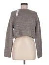 Self Contrast Pullover Sweater In Gray