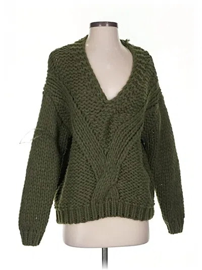 Pre-owned Self Contrast Pullover Sweater In Green