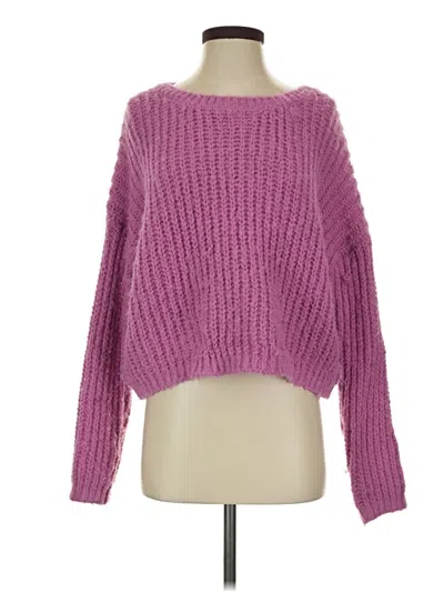 Pre-owned Self Contrast Pullover Sweater In Pink
