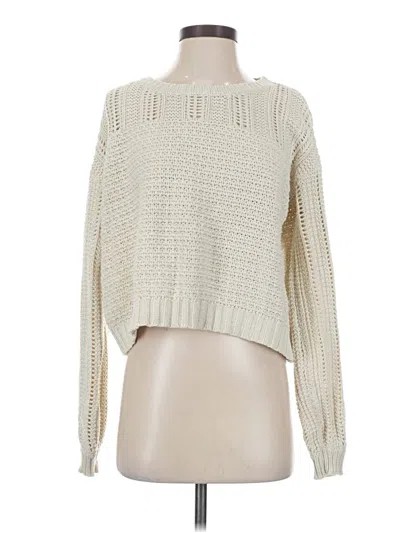 Pre-owned Self Contrast Pullover Sweater In White