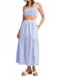 Self Contrast Rain Front Slit Midi Skirt In Light Blue In Blue