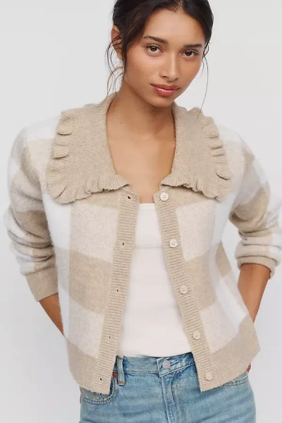 Self Contrast Self-contrast Ainsley Ruffle-collar Cardigan In Ivory