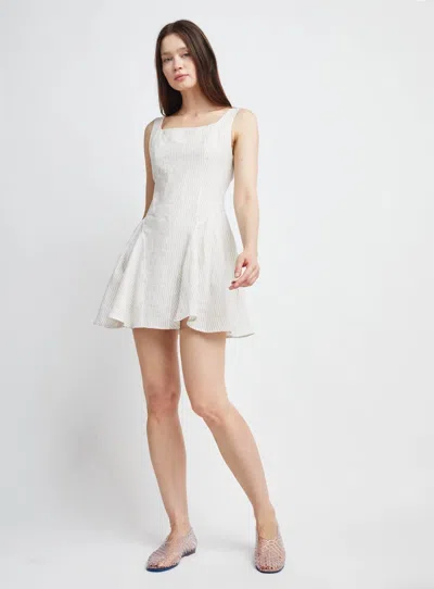 Self Contrast Sienna Mini Dress In Cream/natural Stripes In White