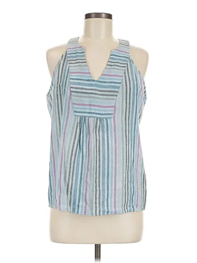 Pre-owned Self Contrast Sleeveless Blouse In Blue