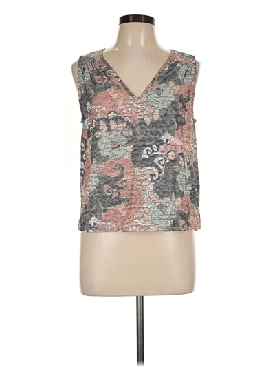 Pre-owned Self Contrast Sleeveless Blouse In Gray