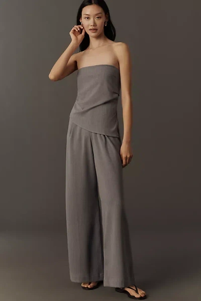 Self Contrast Strapless Jumpsuit In Gray