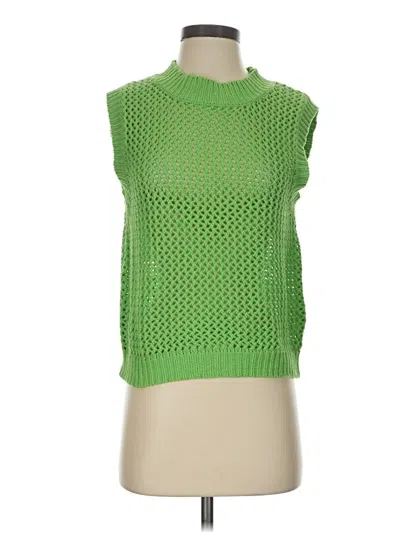 Pre-owned Self Contrast Sweater Vest In Green
