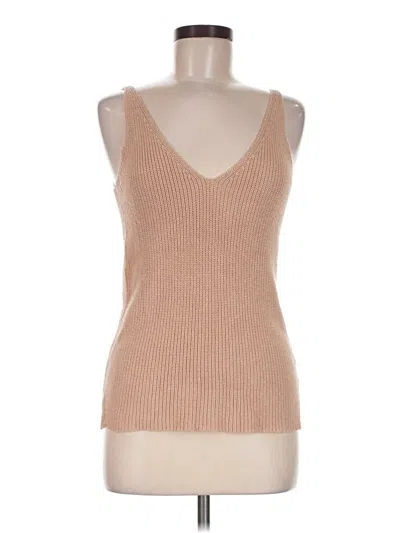 Pre-owned Self Contrast Sweater Vest In Tan