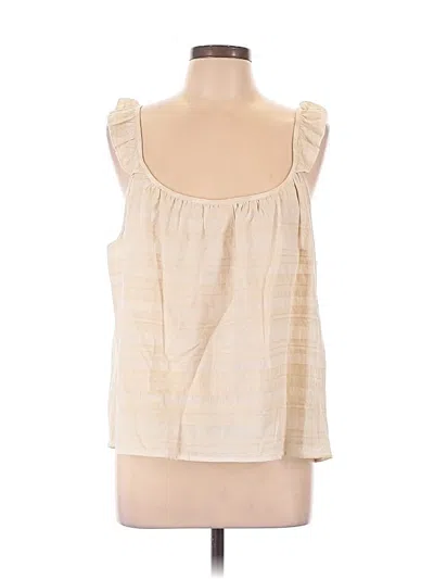 Pre-owned Self Contrast Tank Top Ivory Square Neckline Tops