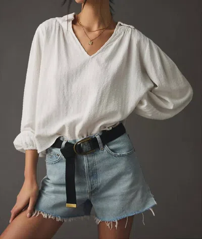 Self Contrast Traci Blouse In White