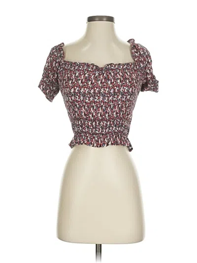 Pre-owned Self Contrast Tube Top Burgundy Sweetheart Neckline Tops