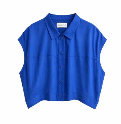 Self Contrast Women's Bella Oversize Sleeveless Blouse In Blue
