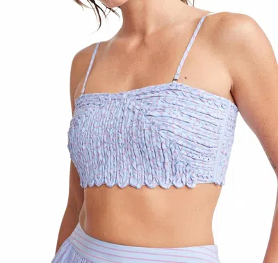 Self Contrast Women's Removable Strap Bandeau Top In Red Stripe In Blue