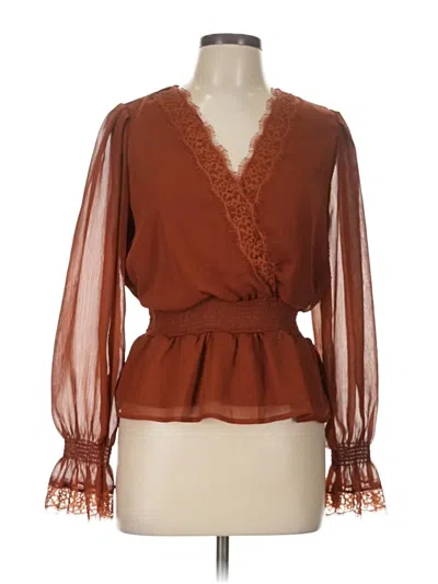 Pre-owned Self E 3/4 Sleeve Blouse In Brown