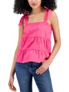 Self E Juniors Womens Tiered Cotton Cami In Pink