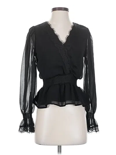 Pre-owned Self E Long Sleeve Blouse In Black