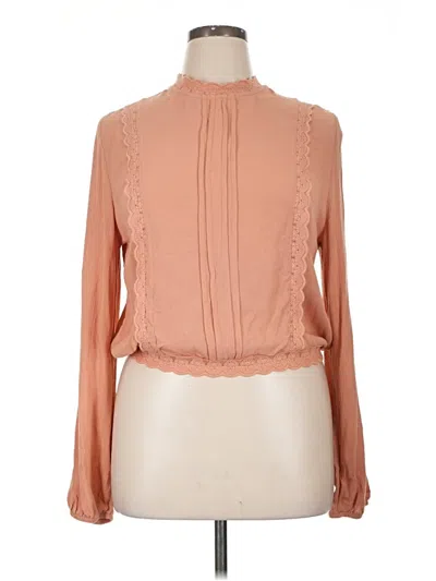 Pre-owned Self E Long Sleeve Blouse In Brown