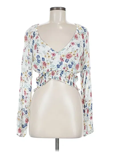 Pre-owned Self E Long Sleeve Blouse In White