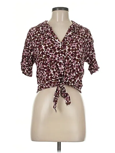 Pre-owned Self E Short Sleeve Blouse In Burgundy