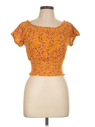 Pre-owned Self E Short Sleeve Top Orange Sweetheart Neckline Tops