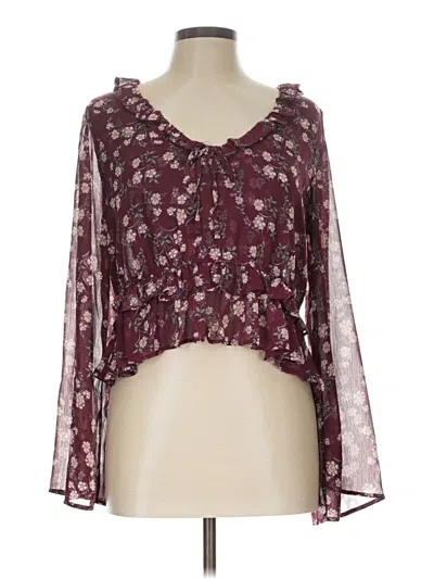 Pre-owned Self Esteem 3/4 Sleeve Blouse In Burgundy