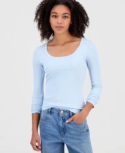 Self Esteem Juniors' Basic Soft Rib Long-sleeve Top In Blue