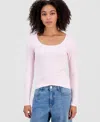 Self Esteem Juniors' Basic Soft Rib Long-sleeve Top In Pink