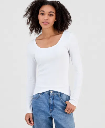 Self Esteem Juniors' Basic Soft Rib Long-sleeve Top In White