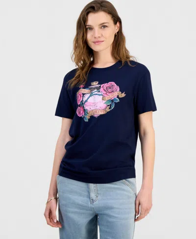 Self Esteem Juniors' Breaking Hearts Graphic-print Tee In Blue