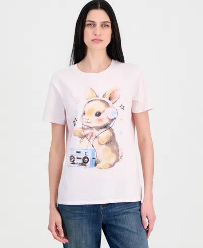 Self Esteem Juniors' Bunny Headphones Graphic T-shirt In Pink