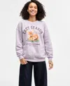 Self Esteem Juniors' Cozy Season Deer Fleece Sweatshirt In Purple