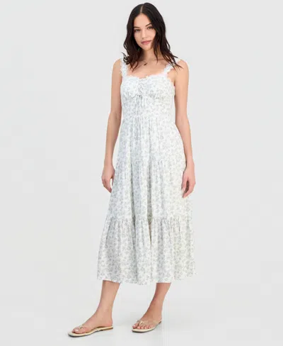 Self Esteem Juniors' Ditsy Floral Sweetheart-neck Maxi Dress In White