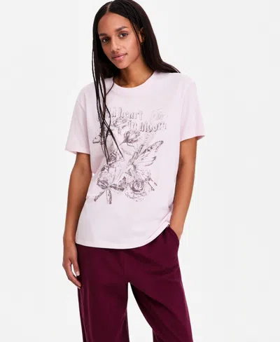 Self Esteem Juniors' Fairy Wild Heart Crewneck Tee In Pink