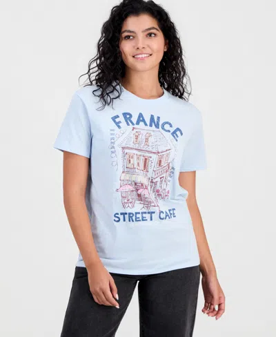 Self Esteem Juniors' France Street Cafe T-shirt In Blue