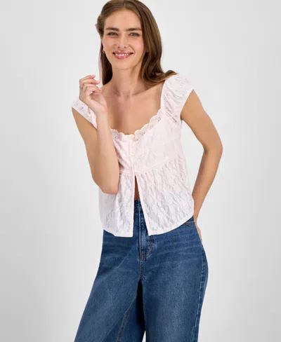 Self Esteem Juniors' Lace Cap-sleeve Flyaway Top