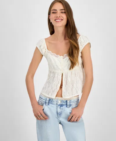 Self Esteem Juniors' Lace Cap-sleeve Flyaway Top