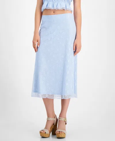 Self Esteem Juniors' Lace-overlay Slip Skirt In Kentucky Blue