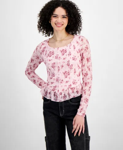Self Esteem Juniors' Lace Peplum Top In Tender Touch