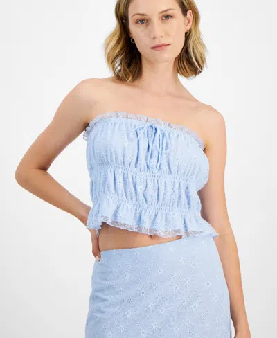 Self Esteem Juniors' Lace Smocked Tube Top In Kentucky Blue