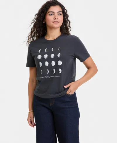Self Esteem Juniors' Moon Phases Graphic-print Tee In Gray